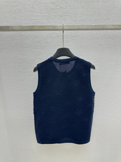 Round Neck Star Knit Vest