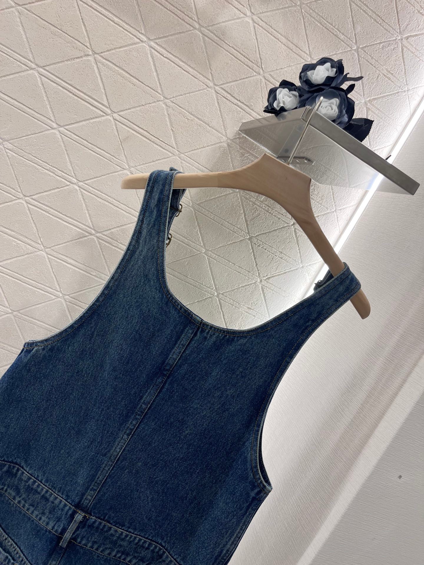 Denim overalls skirt