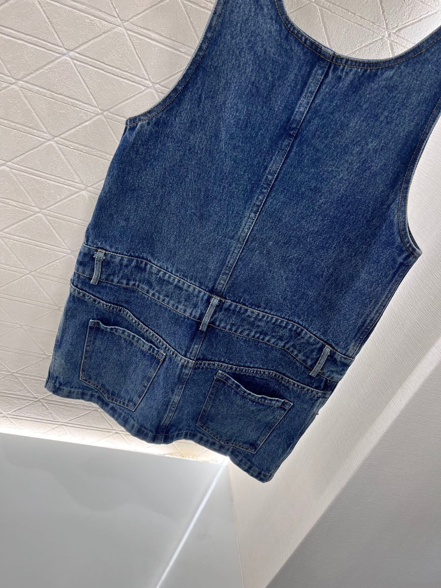 Denim overalls skirt