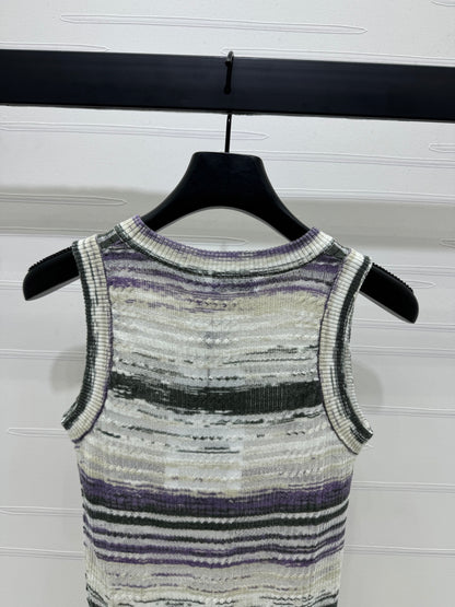 Contrast Stripe Crewneck Knit Vest