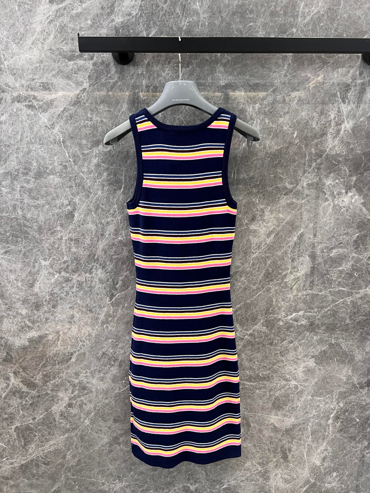 Colorful striped knitted vest dress