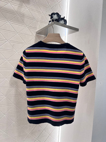 Striped knit short sleeves