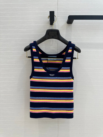 Color striped knitted vest