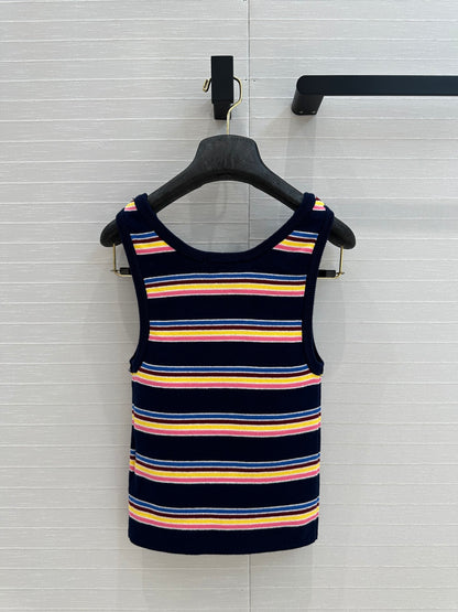 Color striped knitted vest