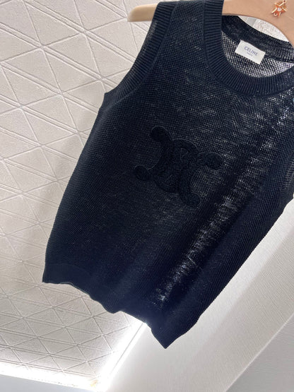 Flocked Logo Knit Vest