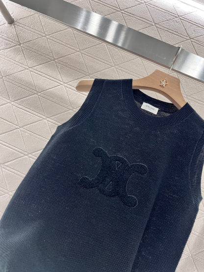 Flocked Logo Knit Vest