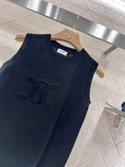 Flocked Logo Knit Vest