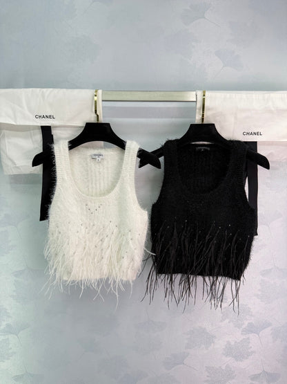 New hot diamond feather knitted vest