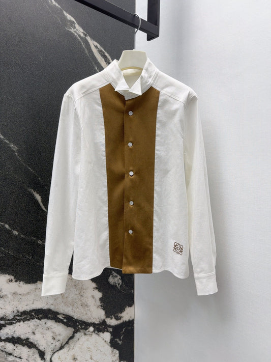 Early Spring New Arrival Splicing Contrast Color Linen Shirt