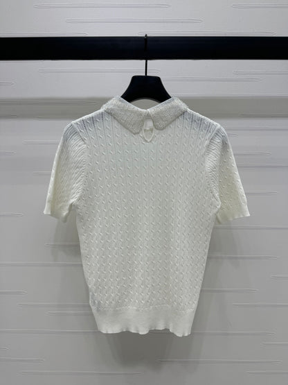 Heavy beaded doll collar knitted short sleeves