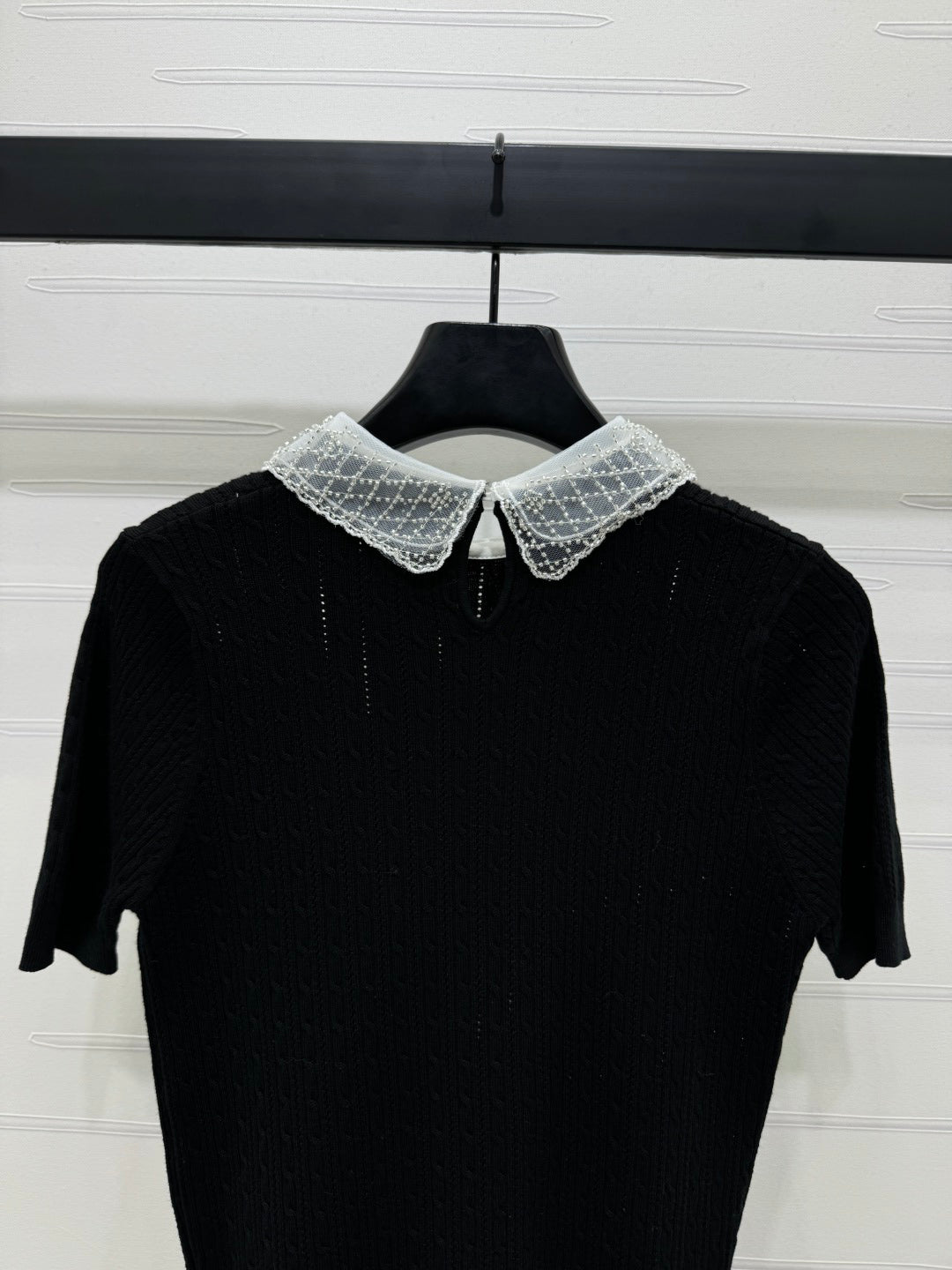 Heavy beaded doll collar knitted short sleeves