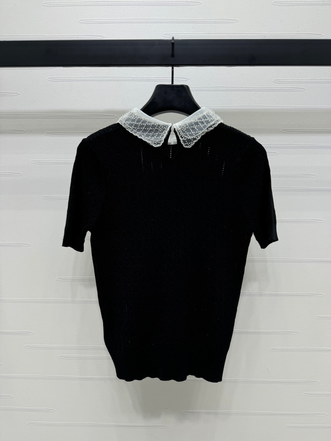 Heavy beaded doll collar knitted short sleeves