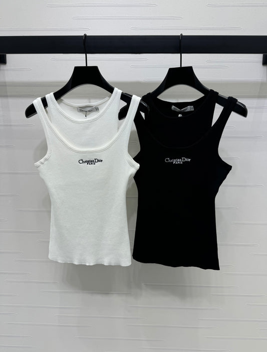 Logo Cutout Mock Two Piece Tank Top