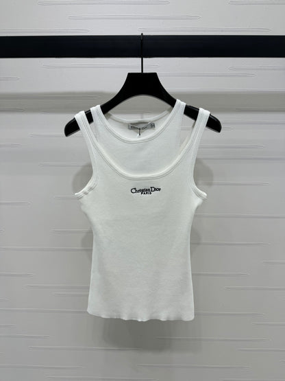 Logo Cutout Mock Two Piece Tank Top