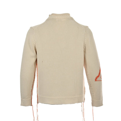 Orange space element jacquard crew neck sweater