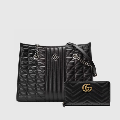 Marmont medium tote bag+GG Marmont zip around wallet (35×27×13cm)