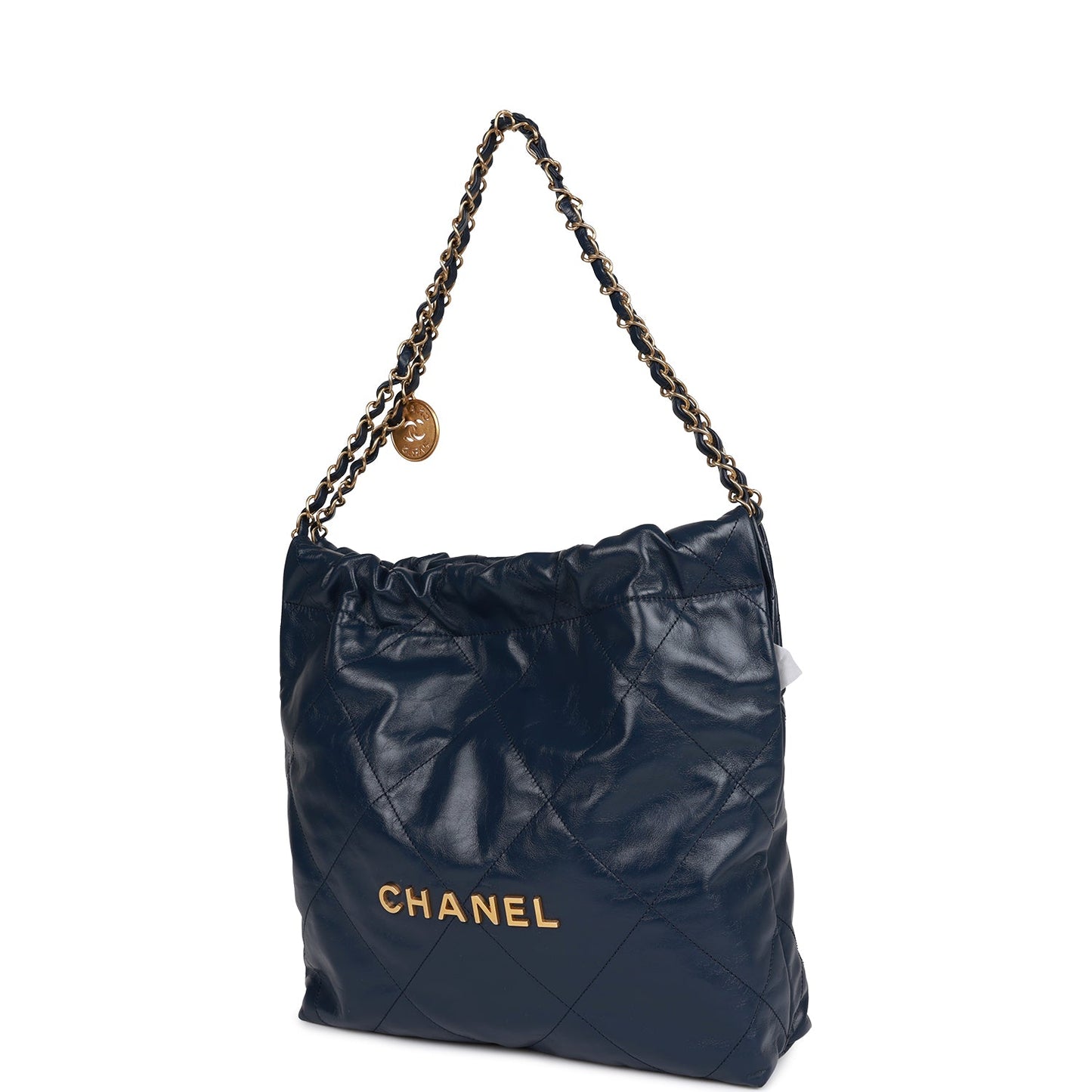 Large 22 Bag Navy Lambskin Antique Gold Hardware（46×45×10cm）