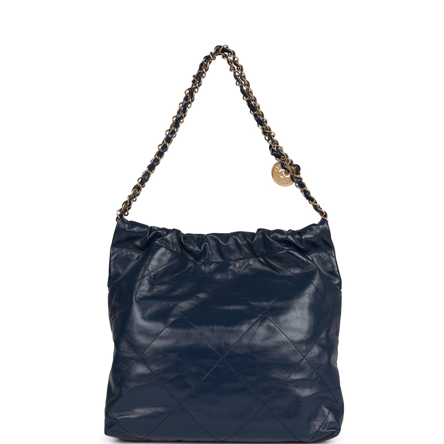 Large 22 Bag Navy Lambskin Antique Gold Hardware（46×45×10cm）