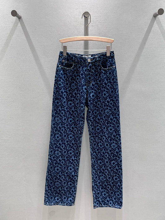 Full floral jacquard denim