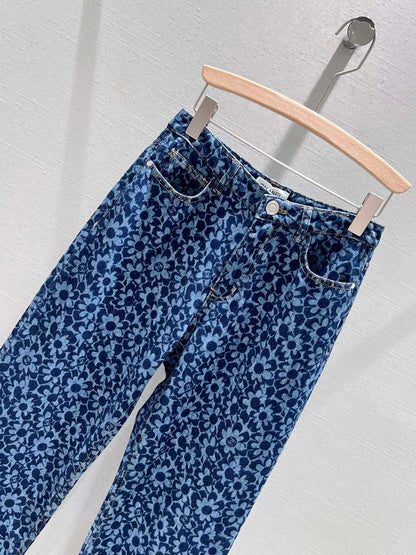 Full floral jacquard denim