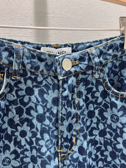 Full floral jacquard denim