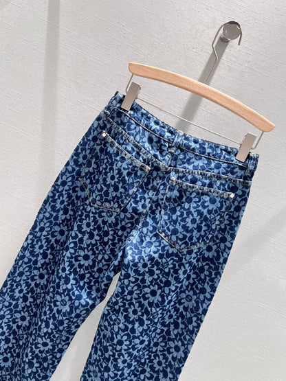 Full floral jacquard denim