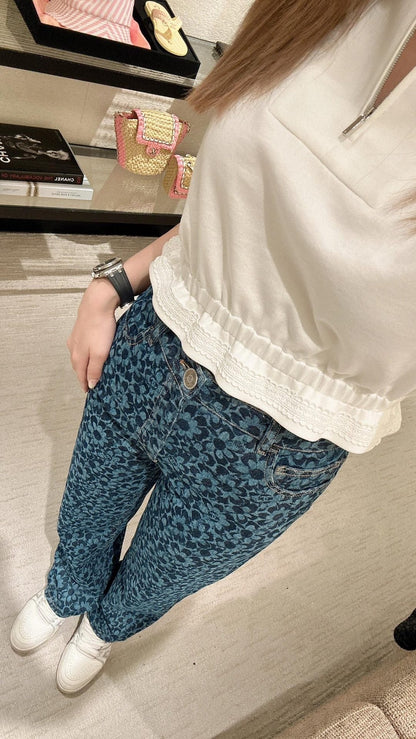 Full floral jacquard denim