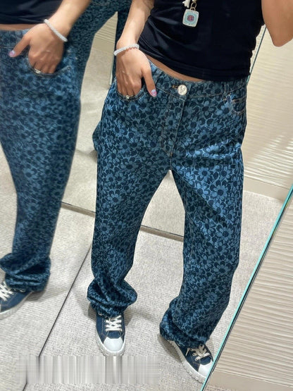 Full floral jacquard denim