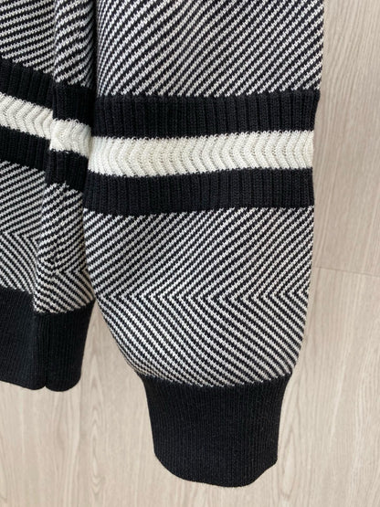 Double CC logo embroidered striped knitted pullover sweater