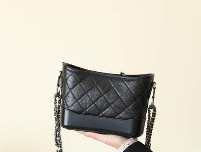 Quilted distressed calfskin Small Black