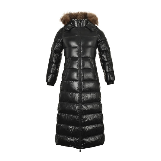 Women's extra long hooded down jacket