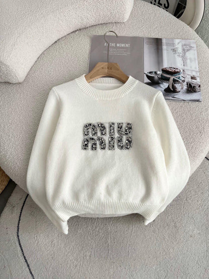 new hot diamond letter logo knitted long sleeve