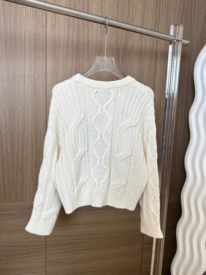 Super beautiful large logo exquisite embroidered knitted sweater