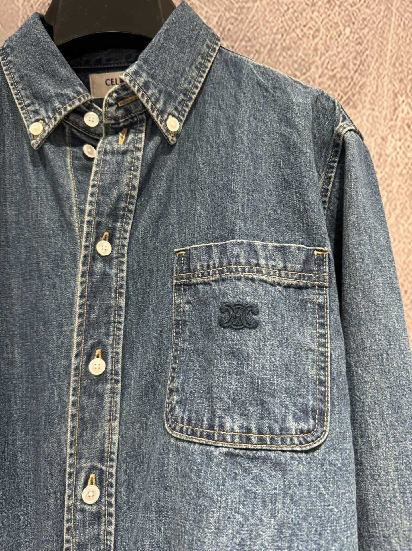 New Patch Pocket Embroidered Denim Shirt Jacket