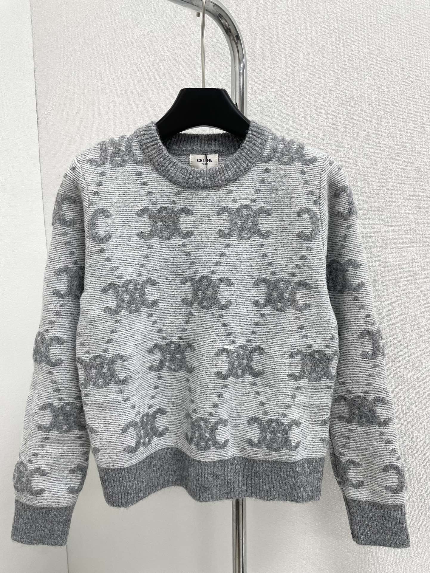 printed logo ribbed long-sleeved sweater